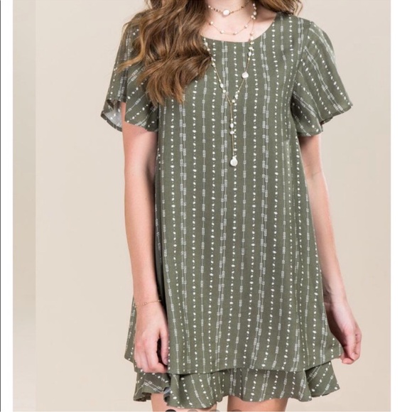 Blue Rain Olive Green Sheath Tiered Dress Size XS - Picture 9 of 9